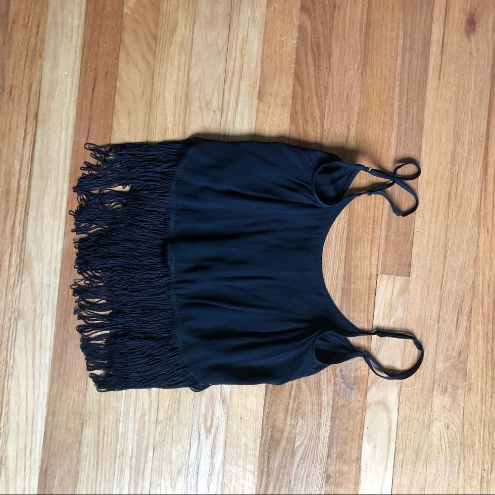 Anthropologie Olivaceous fringe tank
